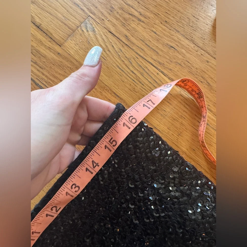 60s Vintage Black Sequin Knit Blouse and Skirt Set Medium - Picture 12 of 14